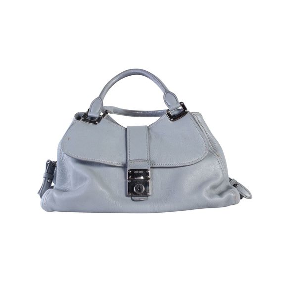Miu Miu Bags Miu Miu Blue Grey Leather Tote Bag Poshmark